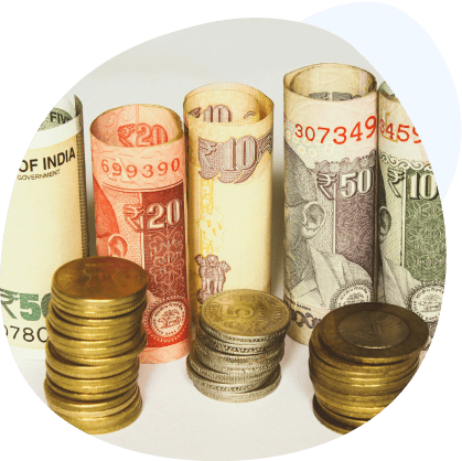 Money bills and coins illustration